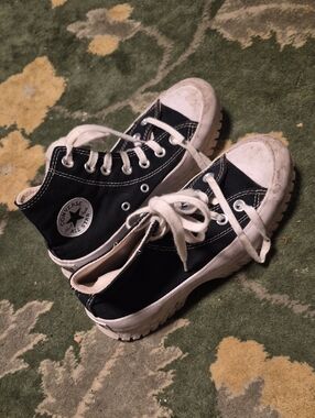 Converse Black and White High-Top Platform Sneakers